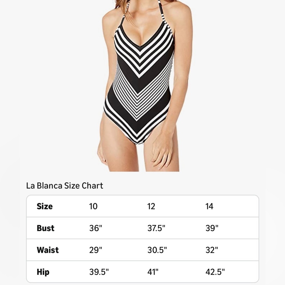 La Blanca Fine Line Halter, Black and White Chevron One-Piece Swimsuit - Picture 16 of 16